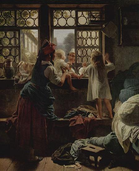 Friedrich Eduard Meyerheim Guten Morgen, lieber Vater France oil painting art